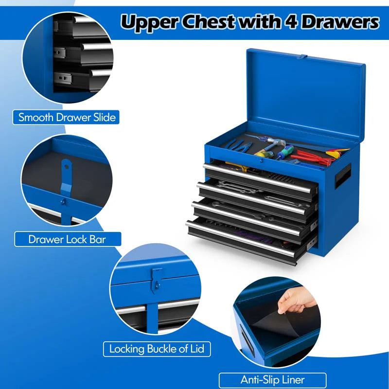 2 In 1 Rolling Tool Chest 5 Drawer Tool Storage Cabinet With Wheels Adjustable Shelf Tool Box Organizer For Garage Warehouse Workshop - Durable Tools For Home Projects