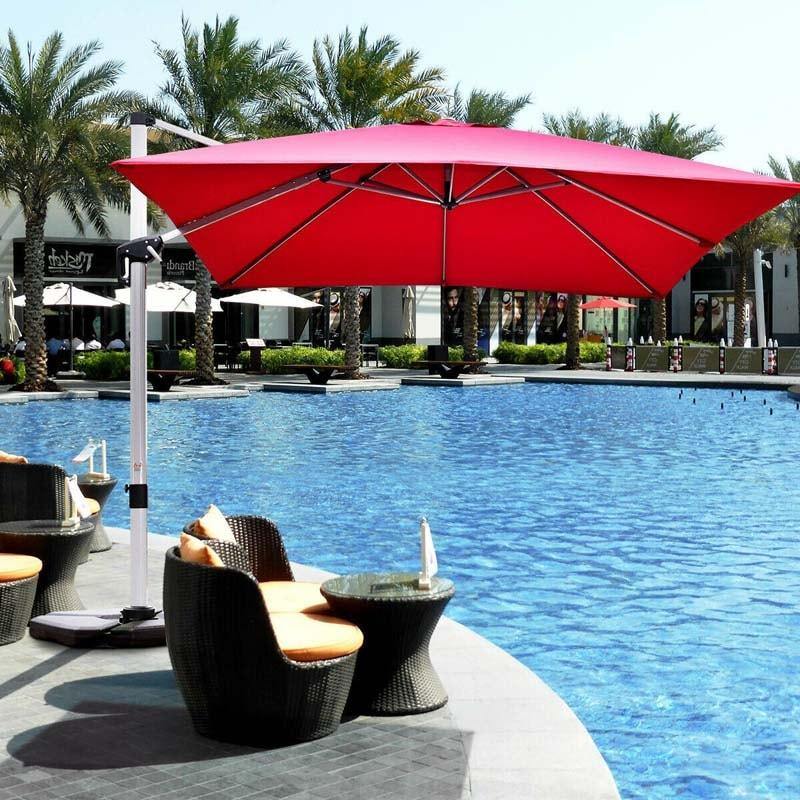10 Ft 360 Degree Tilt Aluminum Square Large Outdoor Patio Offset Cantilever Umbrella For Pool Deck Backyard