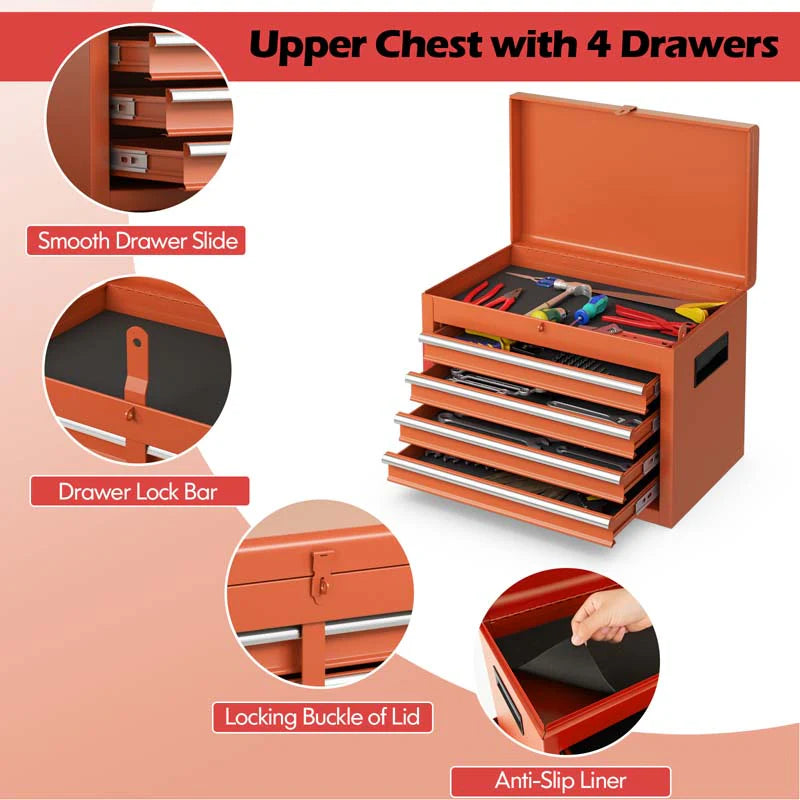 2 In 1 Rolling Tool Chest 5 Drawer Tool Storage Cabinet With Wheels Adjustable Shelf Tool Box Organizer For Garage Warehouse Workshop - Durable Tools For Home Projects