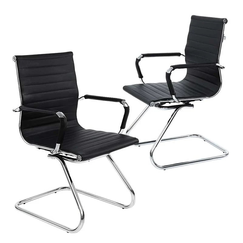 Set Of 2 Sled Base Office Chair Heavy Duty Conference Chair Pu Leather Guest Chairs For Guest Reception - High Quality Set For Everyday Use