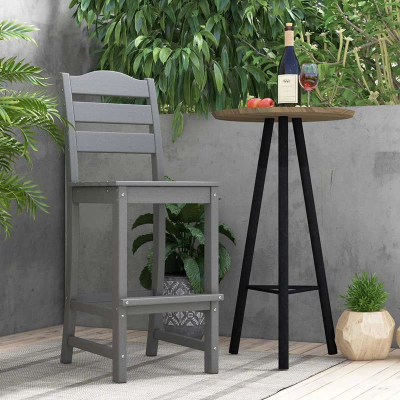 Outdoor Hdpe Bar Stool Patio Tall Bar Chair With Backrest And Footrest 30 Inches Counter Height Barstools For Garden Backyard - Comfortable And Ergonomic Design
