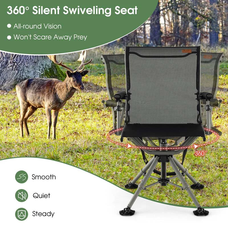360 Degree Silent Swivel Blind Chair With 4 Adjustable Legs Portable Folding Hunting Chairs For Blinds Fishing Camping - Comfortable And Ergonomic Design