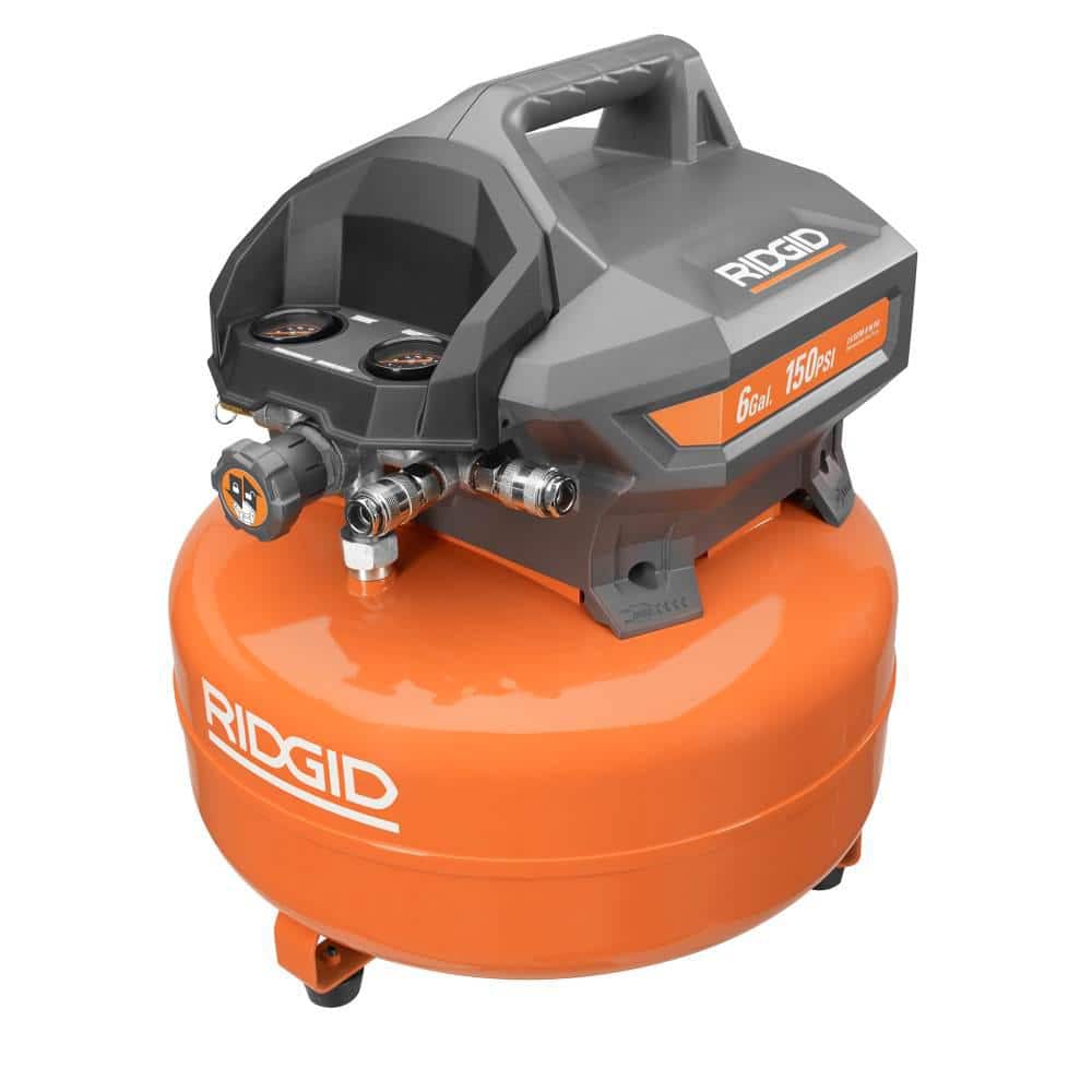 6 Gal. Portable Electric Pancake Air Compressor with 1/4 in. 50 ft. Lay Flat Air Hose OF60150HB-R5025LF