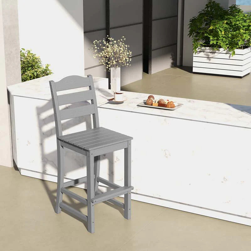 Outdoor Hdpe Bar Stool Patio Tall Bar Chair With Backrest And Footrest 30 Inches Counter Height Barstools For Garden Backyard - Comfortable And Ergonomic Design