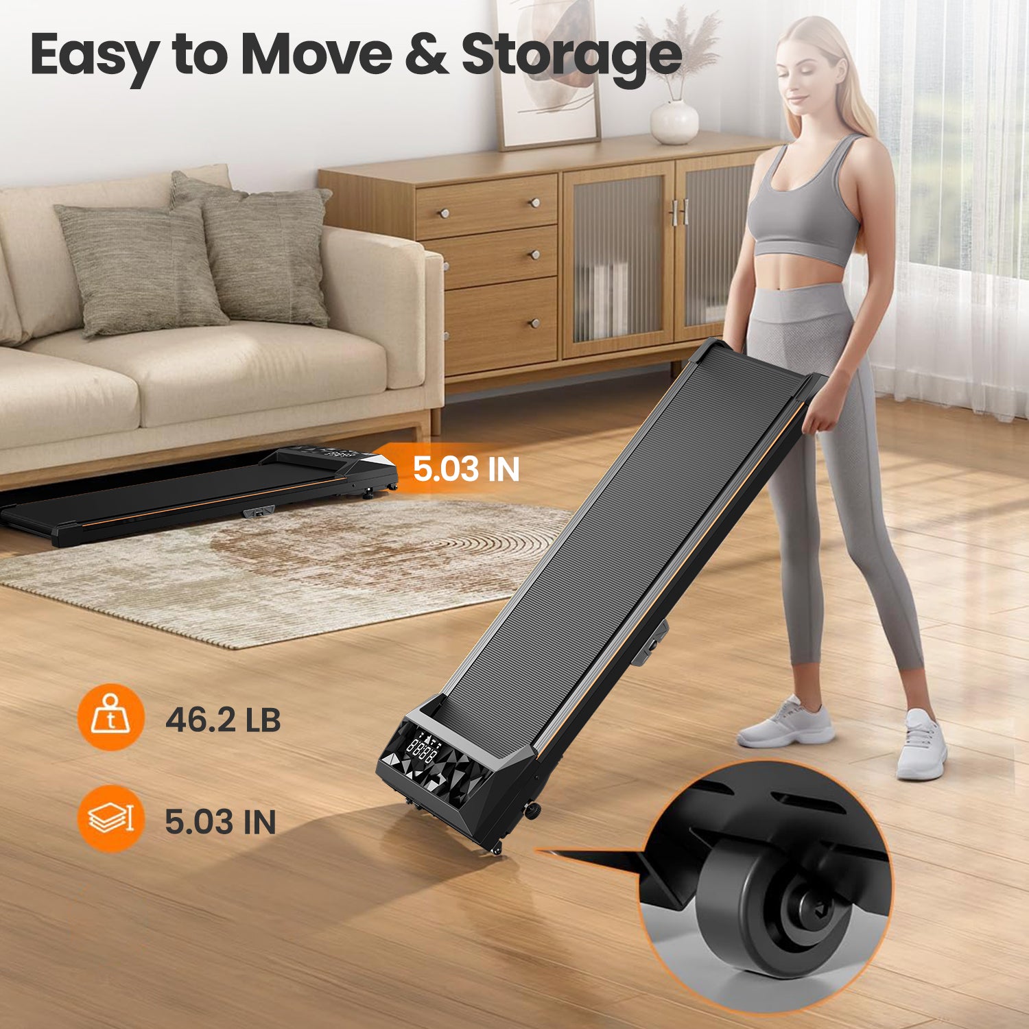 CoolHut Walking Pad, Under Desk Treadmill, 4 in 1 Home/Office Treadmill, No Installation, Low Noise, LED Display, 265 lb. Capacity with Remote Control