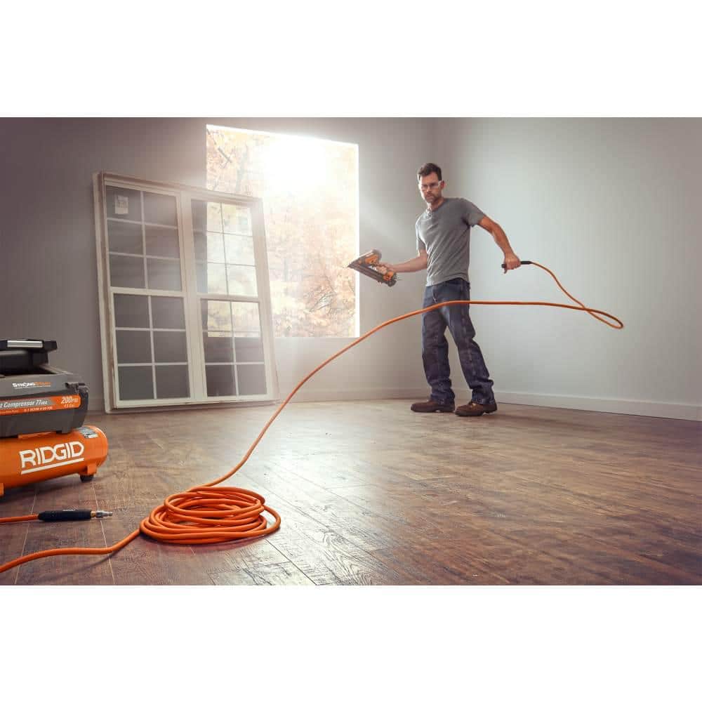 6 Gal. Portable Electric Pancake Air Compressor with 1/4 in. 50 ft. Lay Flat Air Hose OF60150HB-R5025LF
