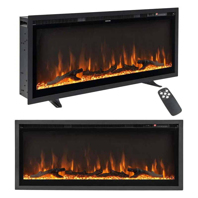 360390394203903950Quot Wide Electric Fireplace Recessedwall Mountedfreestanding 750W1500W Linear Fireplace Heater Insert With 9 Flame Color