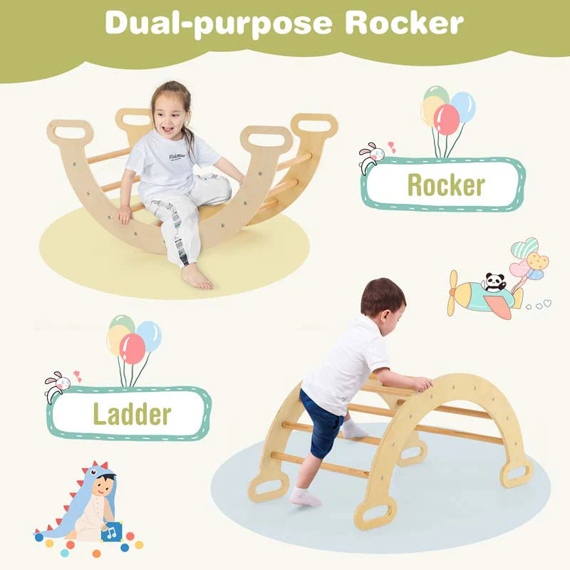 5 In 1 Montessori Wooden Climbing Toys For Toddlers Arch Climber Ladder With Sliding Ramp Kids Triangle Climber Play Gym Set - High Quality Set For Everyday Use