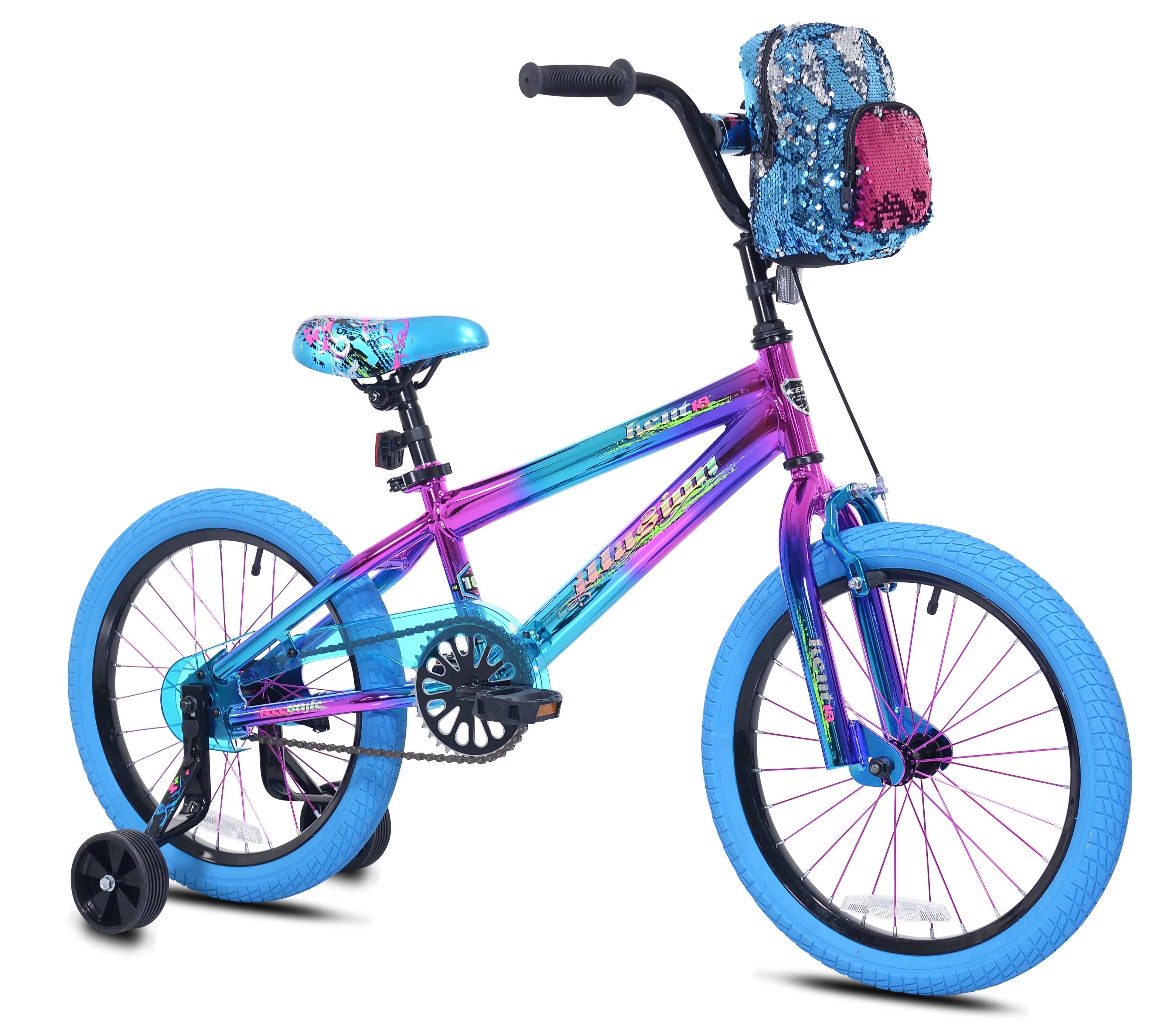 Kent Illusion Child Bike, 18" Wheels, Kids Ages 6-12 Years, Blue/Purple