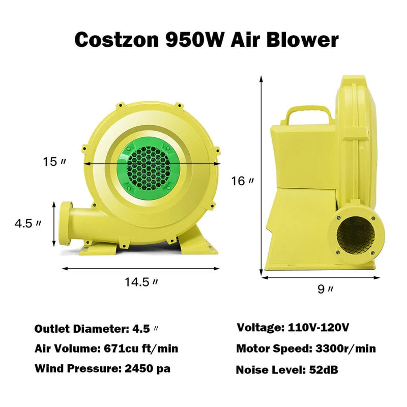 950 W 125 Hp Air Blower For Inflatable Bounce House Bouncy Castle Portable Pump Fan Commercial Inflatable Bouncer Blower