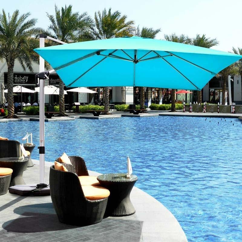10 Ft 360 Degree Tilt Aluminum Square Large Outdoor Patio Offset Cantilever Umbrella For Pool Deck Backyard
