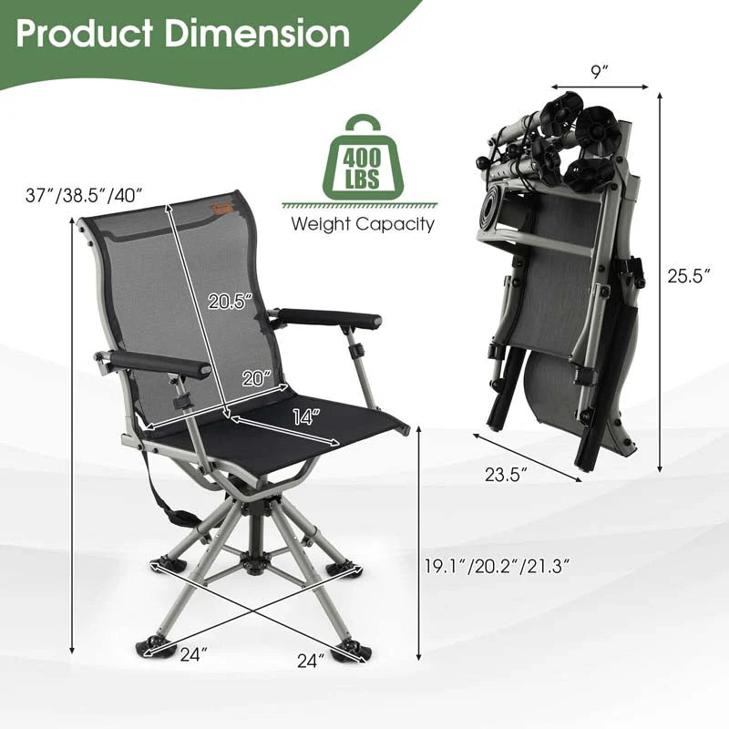 360 Degree Silent Swivel Blind Chair With 4 Adjustable Legs Portable Folding Hunting Chairs For Blinds Fishing Camping - Comfortable And Ergonomic Design