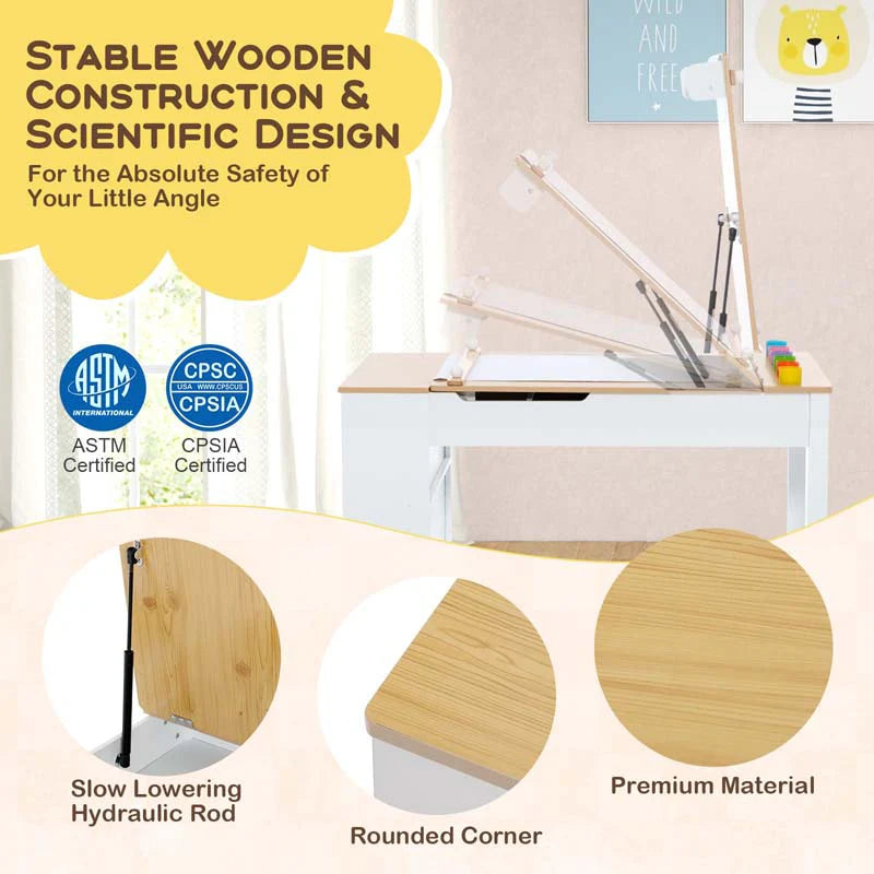 3 In 1 Wood Kids Art Table Amp Easel Set With 2 Chairs 6 Storage Bins Paper Roller Paint Cups Toddler Crafts Activity Table Chair Set - High Quality Set For Everyday Use
