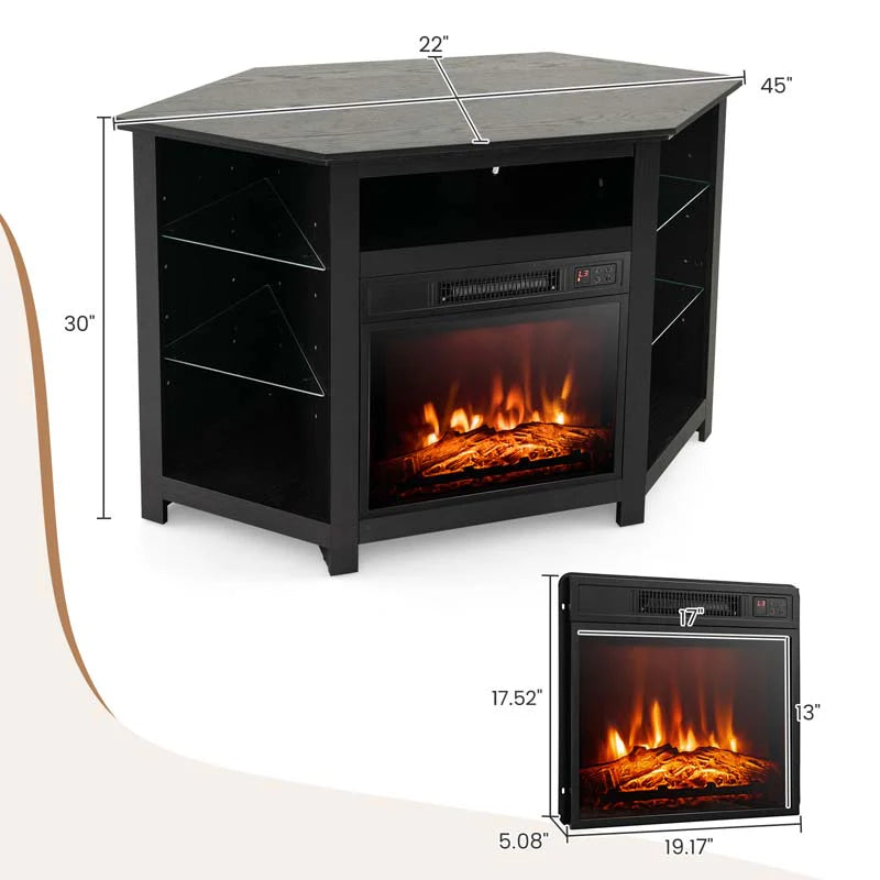 Modern Corner Fireplace Tv Stand With Led Lights For Tvs Up To 50Quot Entertainment Center With Electric Fireplace Amp App Control