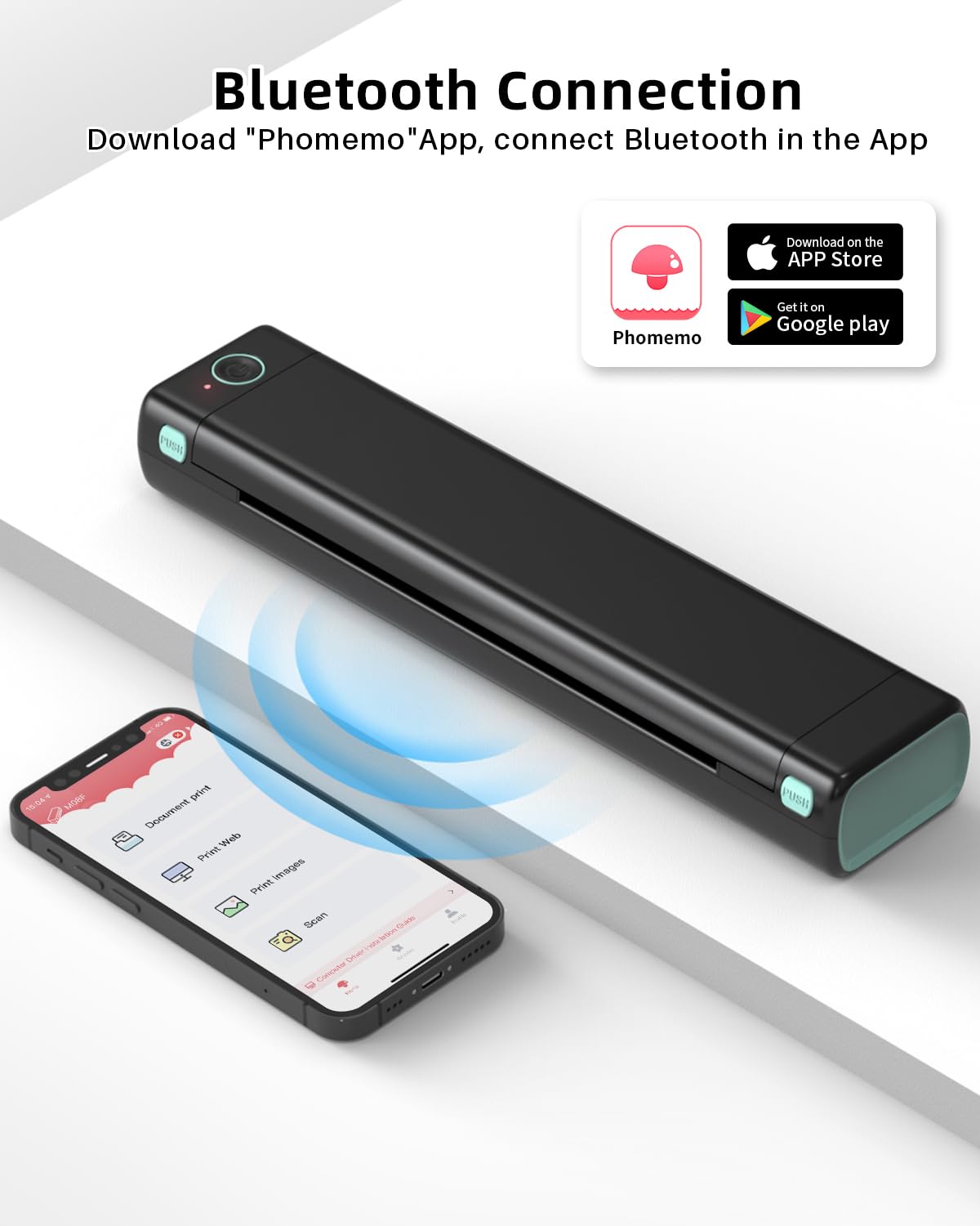 Phomemo Portable Printer Wireless for Travel, Bluetooth Mobile Printer Support 8.5" X 11" US Letter