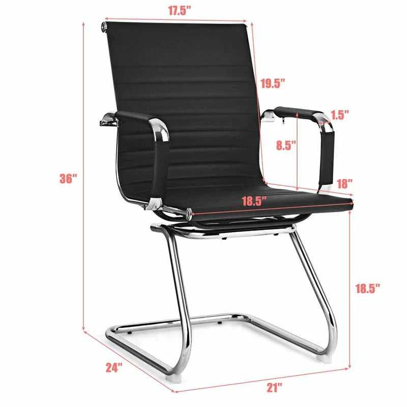 Set Of 2 Sled Base Office Chair Heavy Duty Conference Chair Pu Leather Guest Chairs For Guest Reception - High Quality Set For Everyday Use