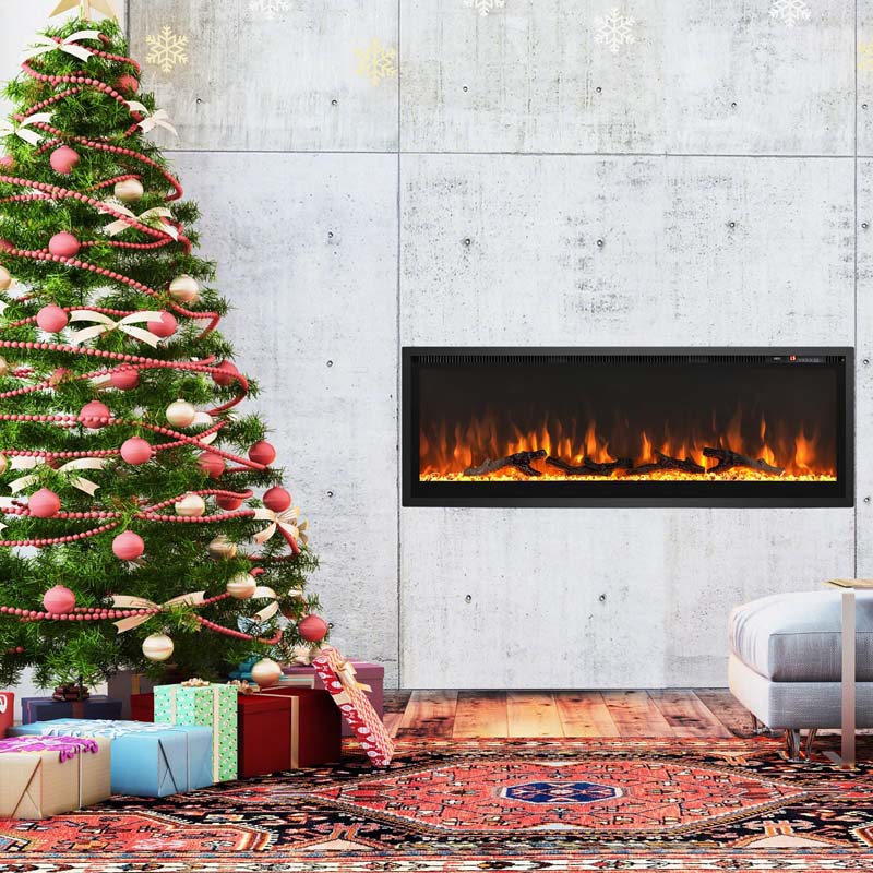 360390394203903950Quot Wide Electric Fireplace Recessedwall Mountedfreestanding 750W1500W Linear Fireplace Heater Insert With 9 Flame Color
