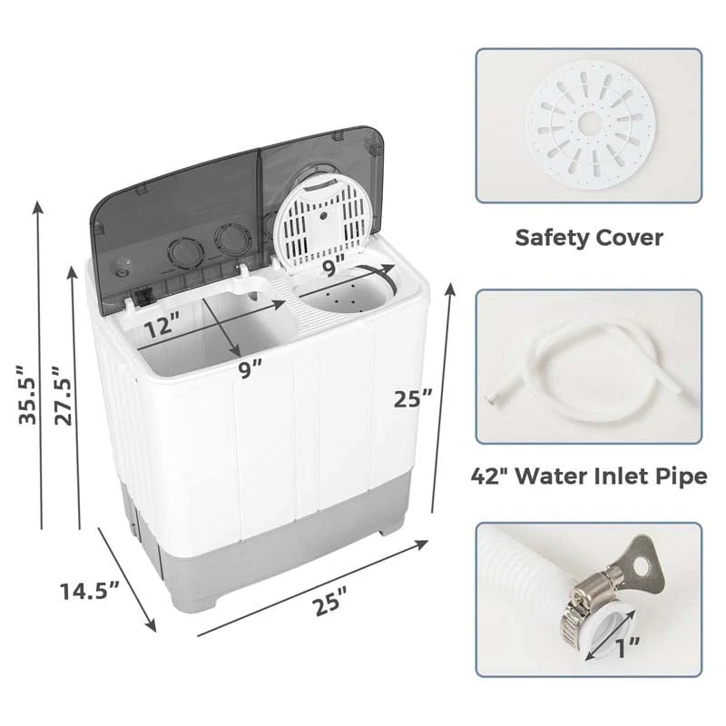 22 Lbs 2 In 1 Portable Washing Machine With Drain Pump Twin Tub Top Load Washer Dryer Combo For Rv Apartment