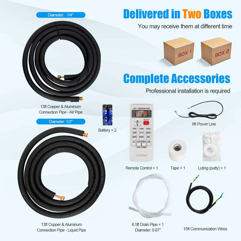 9000 Btu 17 Seer2 Mini Split Air Conditioner Amp Heater Ductless Inverter System 208 230V Wall Mounted Ac Unit With Heat Pump