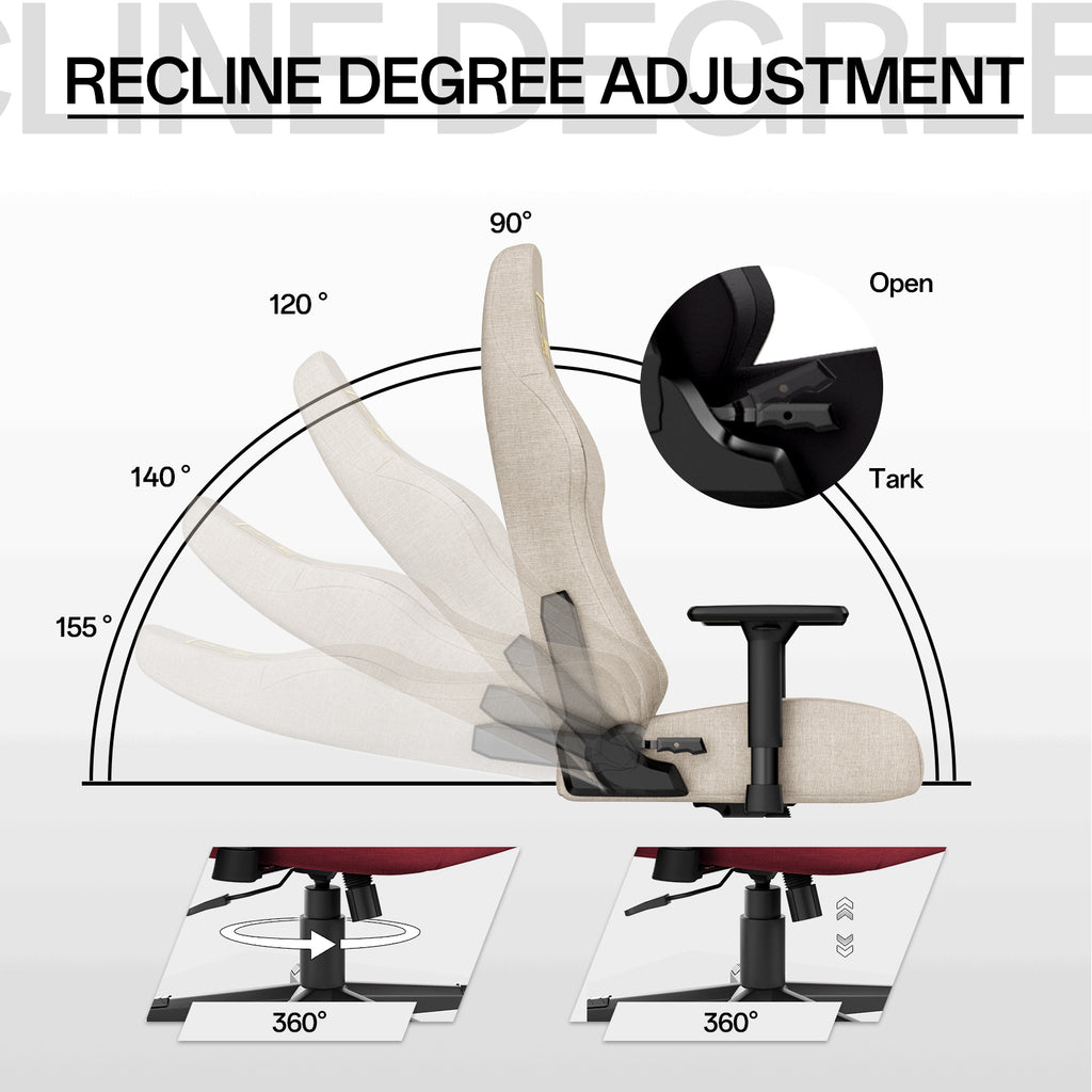 Bigzzia Gaming Chair, High Back Ergonomic Computer Chair with 3D Armrests for Adult, Height Adjustable Game Chair with 360?? Swivel Seat, Beige