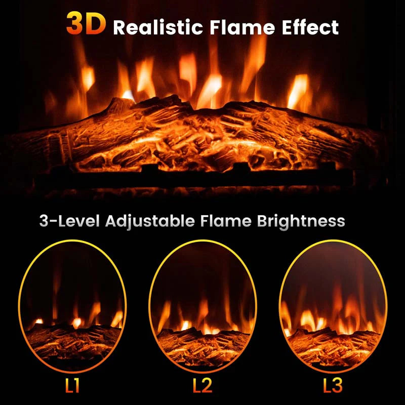 32Quot Solid Electric Fireplace With Mantel 1400W Freestanding Mantel Fireplace Heater With Remote Control Thermostat 6H Timer