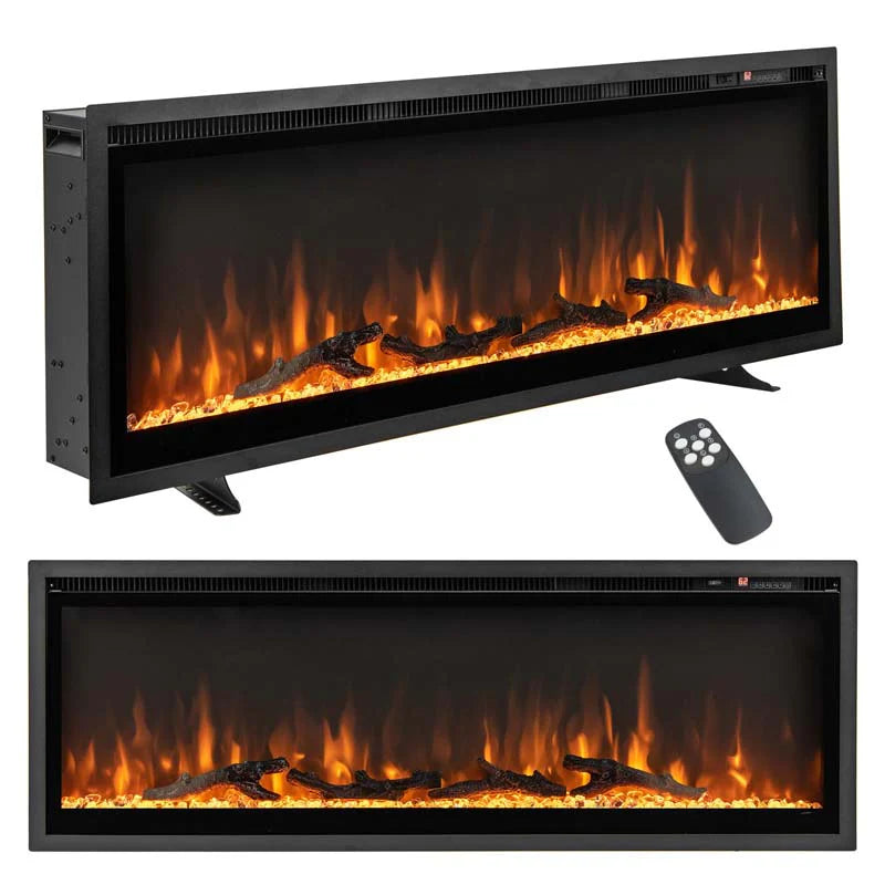 360390394203903950Quot Wide Electric Fireplace Recessedwall Mountedfreestanding 750W1500W Linear Fireplace Heater Insert With 9 Flame Color