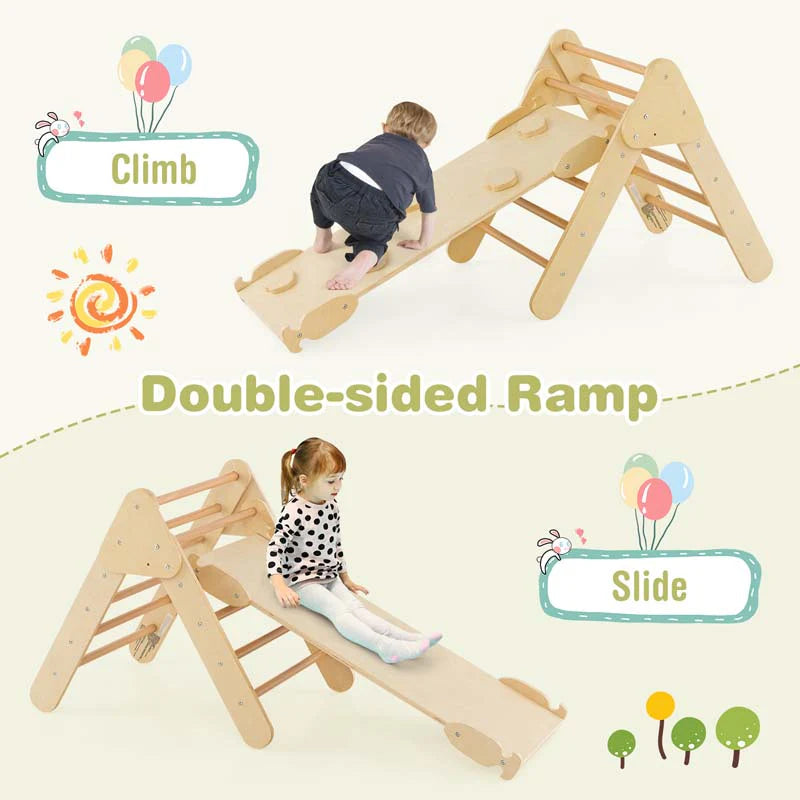 5 In 1 Montessori Wooden Climbing Toys For Toddlers Arch Climber Ladder With Sliding Ramp Kids Triangle Climber Play Gym Set - High Quality Set For Everyday Use