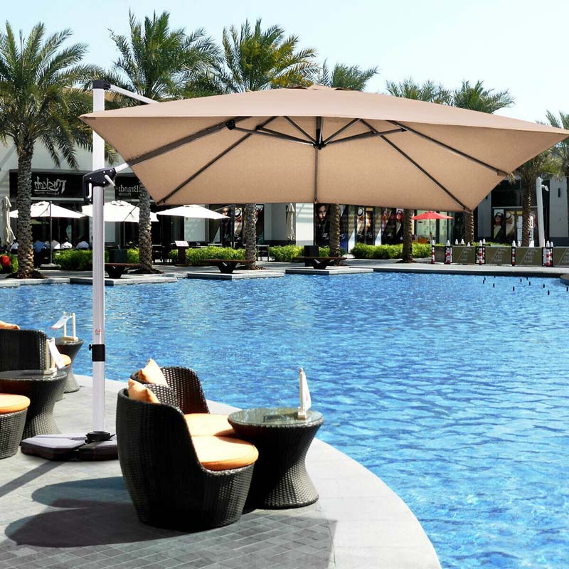10 Ft 360 Degree Tilt Aluminum Square Large Outdoor Patio Offset Cantilever Umbrella For Pool Deck Backyard