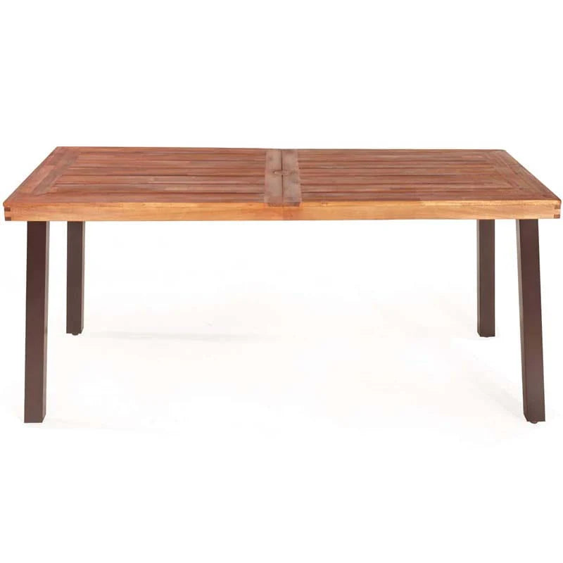 3 Pcs Rustic Acacia Wood Patio Dining Table Set With 2 Benches Outdoor Picnic Table Bench Set With Umbrella Hole - High Quality Set For Everyday Use