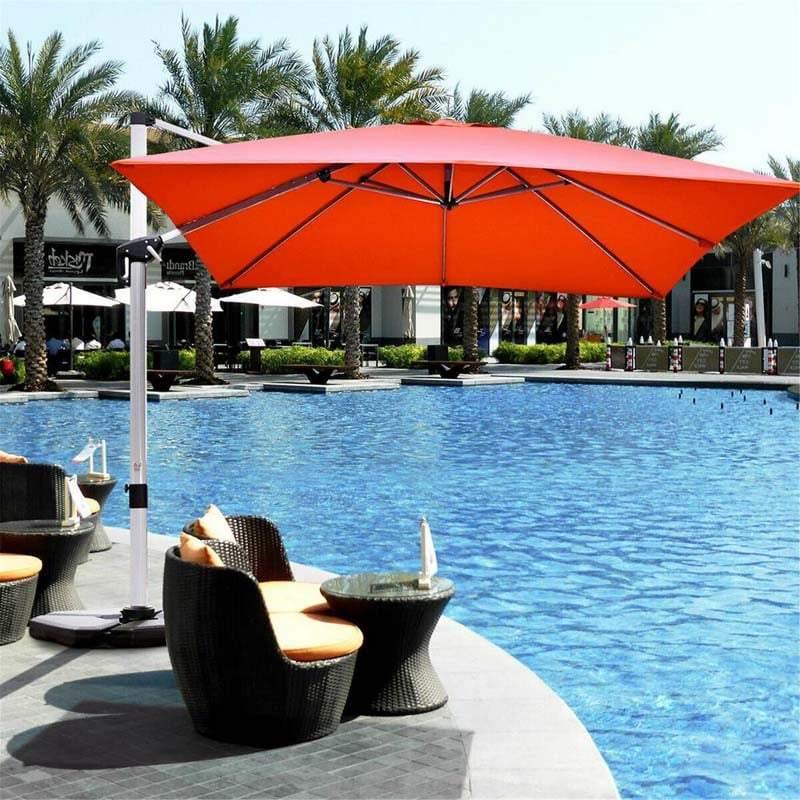 10 Ft 360 Degree Tilt Aluminum Square Large Outdoor Patio Offset Cantilever Umbrella For Pool Deck Backyard