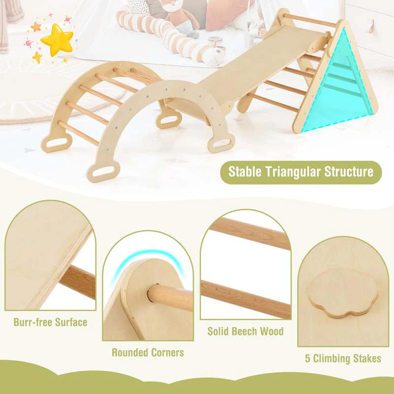 5 In 1 Montessori Wooden Climbing Toys For Toddlers Arch Climber Ladder With Sliding Ramp Kids Triangle Climber Play Gym Set - High Quality Set For Everyday Use