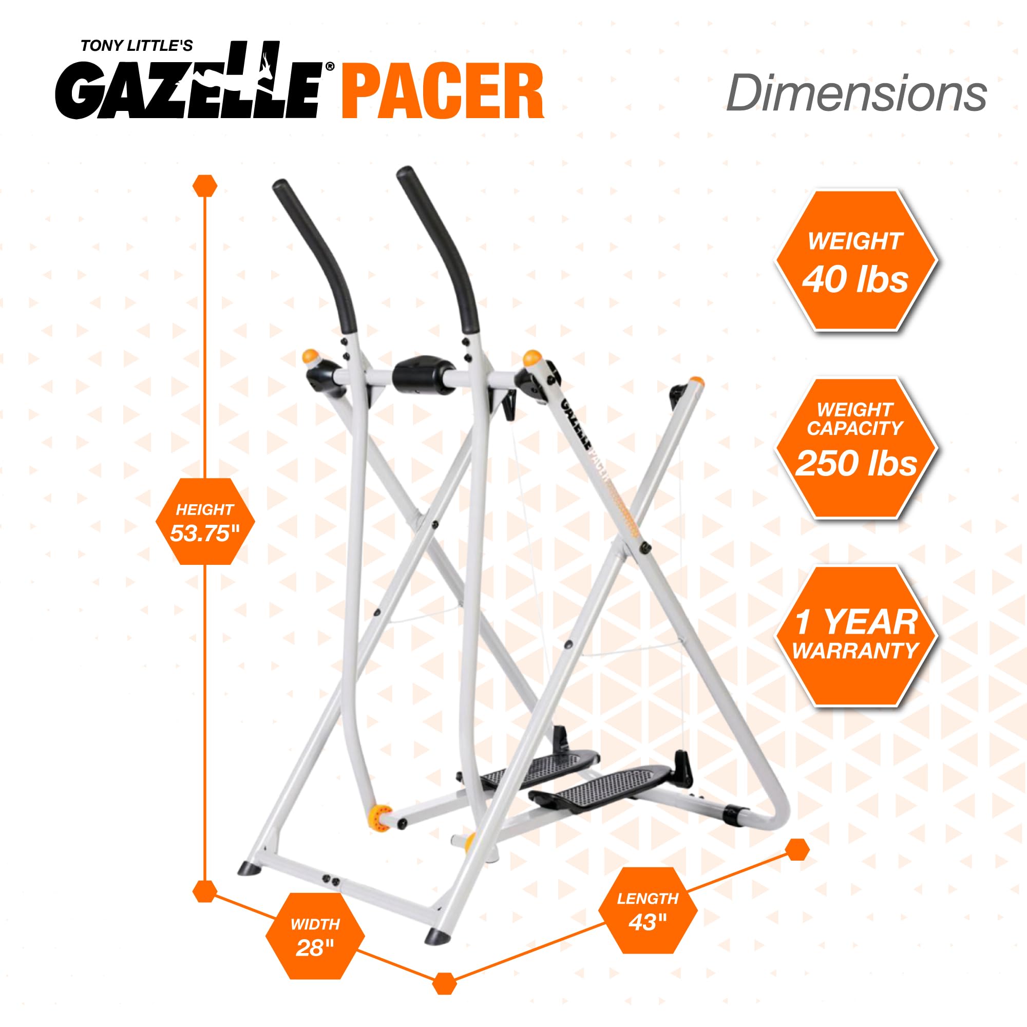 Gazelle Tony Little Total Body Fitness Workout Exercise Elliptical Glider Supports 250-300lbs with Low-Impact Design for Home Gym