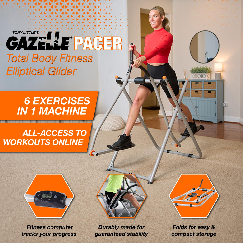 Gazelle Tony Little Total Body Fitness Workout Exercise Elliptical Glider Supports 250-300lbs with Low-Impact Design for Home Gym