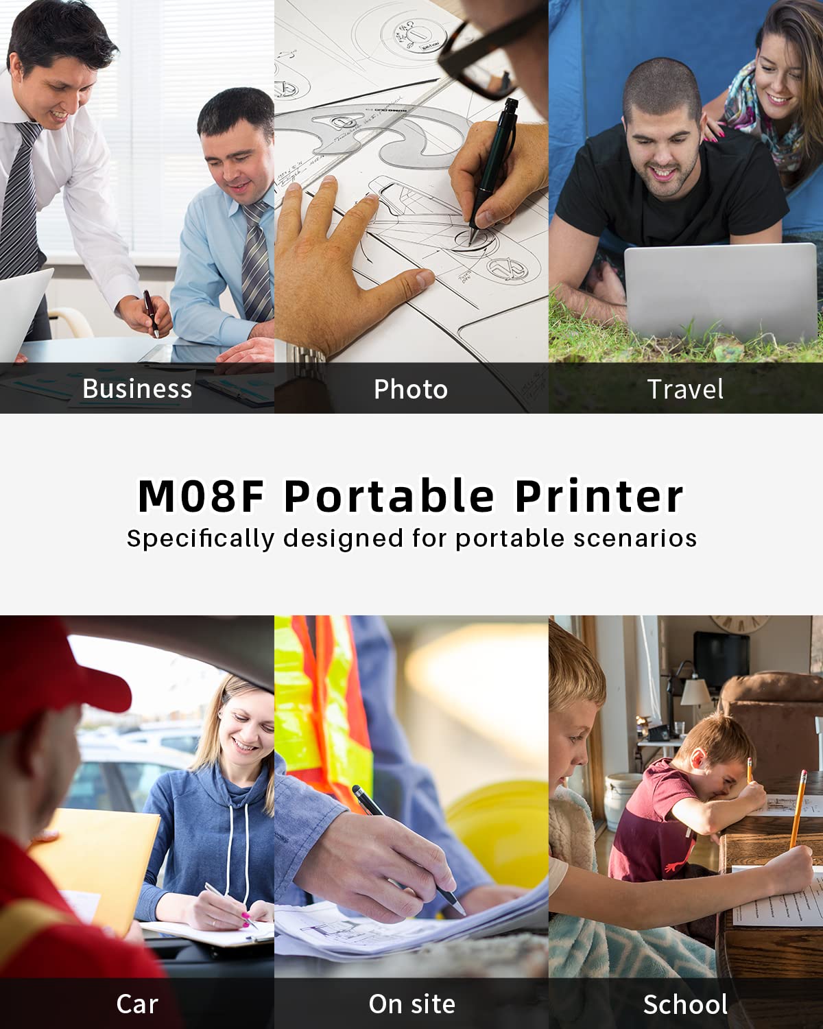 Phomemo Portable Printer Wireless for Travel, Bluetooth Mobile Printer Support 8.5" X 11" US Letter