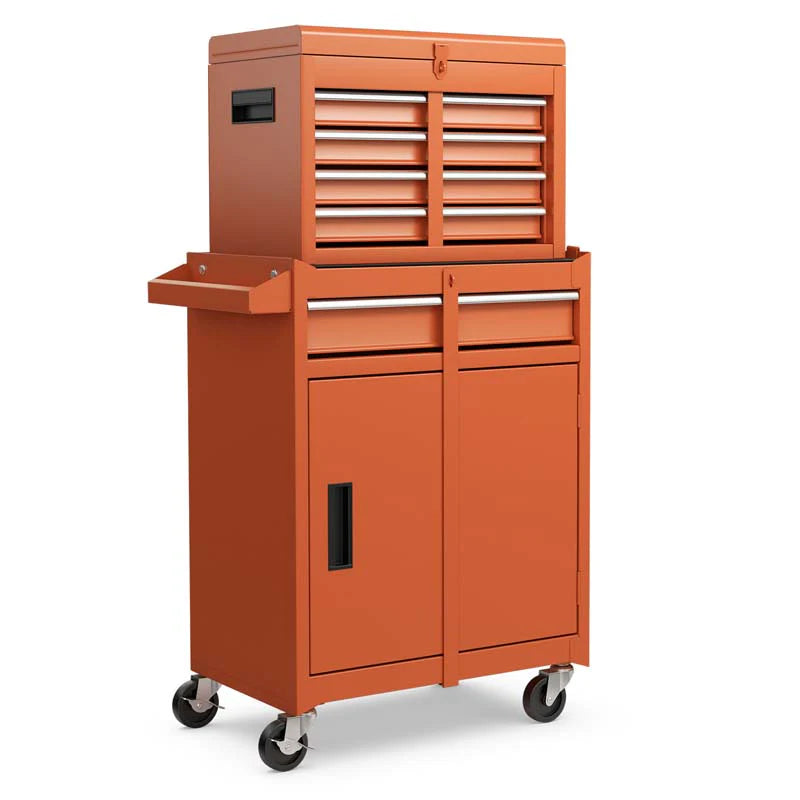 2 In 1 Rolling Tool Chest 5 Drawer Tool Storage Cabinet With Wheels Adjustable Shelf Tool Box Organizer For Garage Warehouse Workshop - Durable Tools For Home Projects
