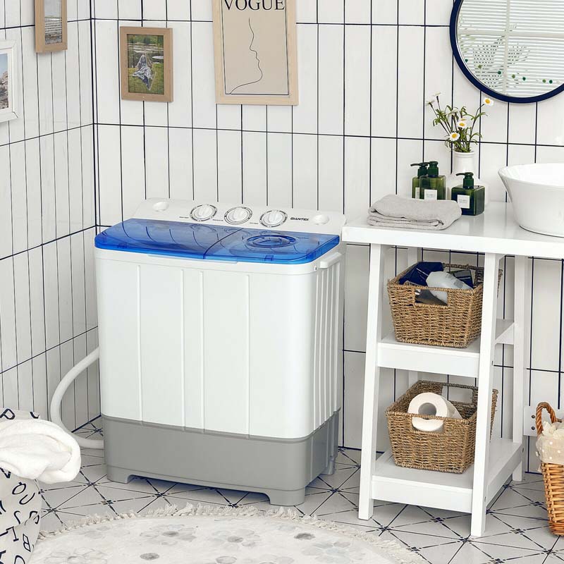 22 Lbs 2 In 1 Portable Washing Machine With Drain Pump Twin Tub Top Load Washer Dryer Combo For Rv Apartment
