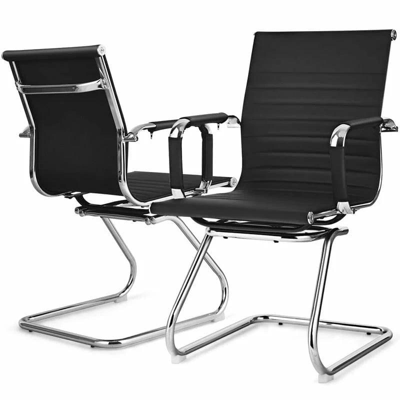 Set Of 2 Sled Base Office Chair Heavy Duty Conference Chair Pu Leather Guest Chairs For Guest Reception - High Quality Set For Everyday Use
