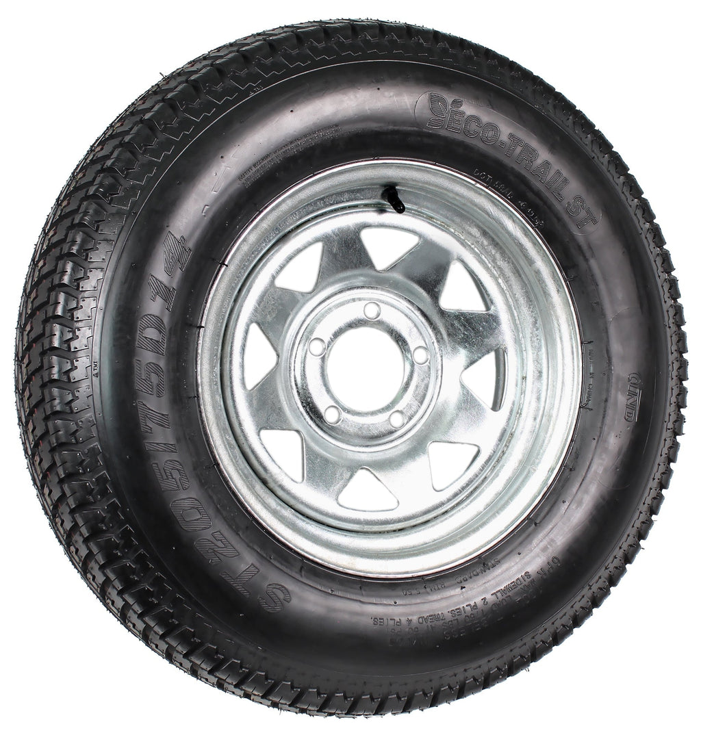 2-Pk Trailer Tire On Rim ST205/75D14 2057514 F78-14 5 Lug Spoke Wheel Galvanized