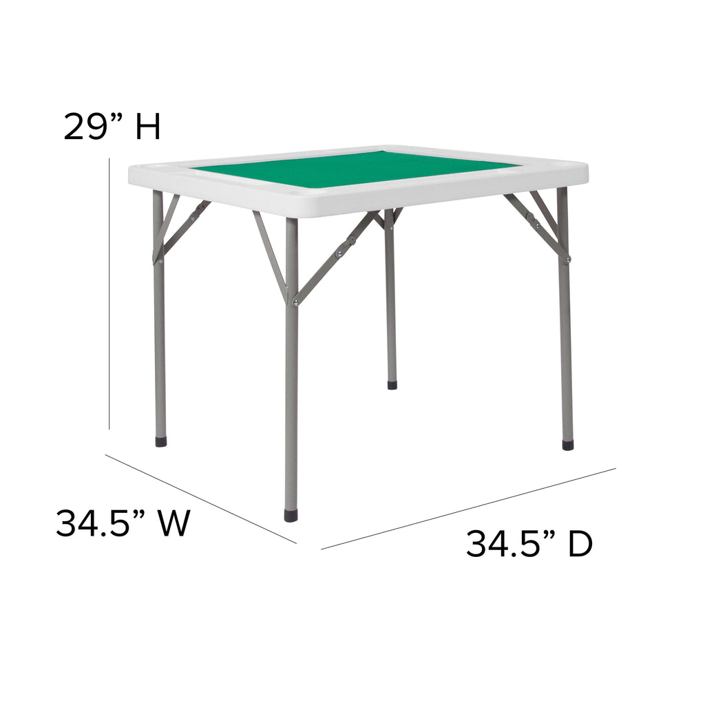 Flash Furniture 34.5" Square 4-Player Folding Card Game Table with Green Playing Surface and Cup Holders