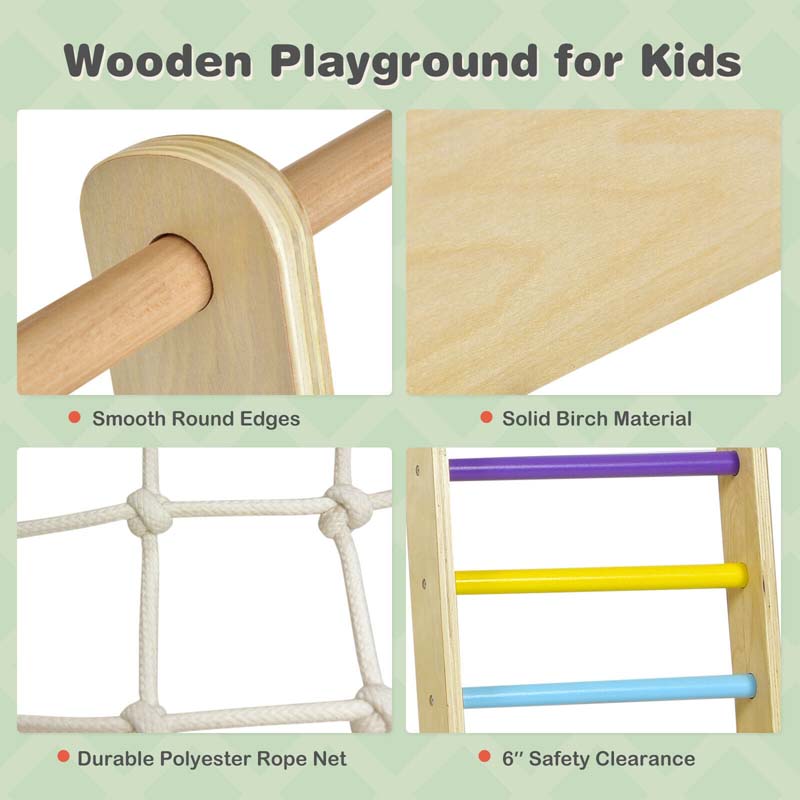 8 In 1 Wooden Climbing Toys For Toddlers Kids Indoor Playground Jungle Gym Climber Playset With Slide