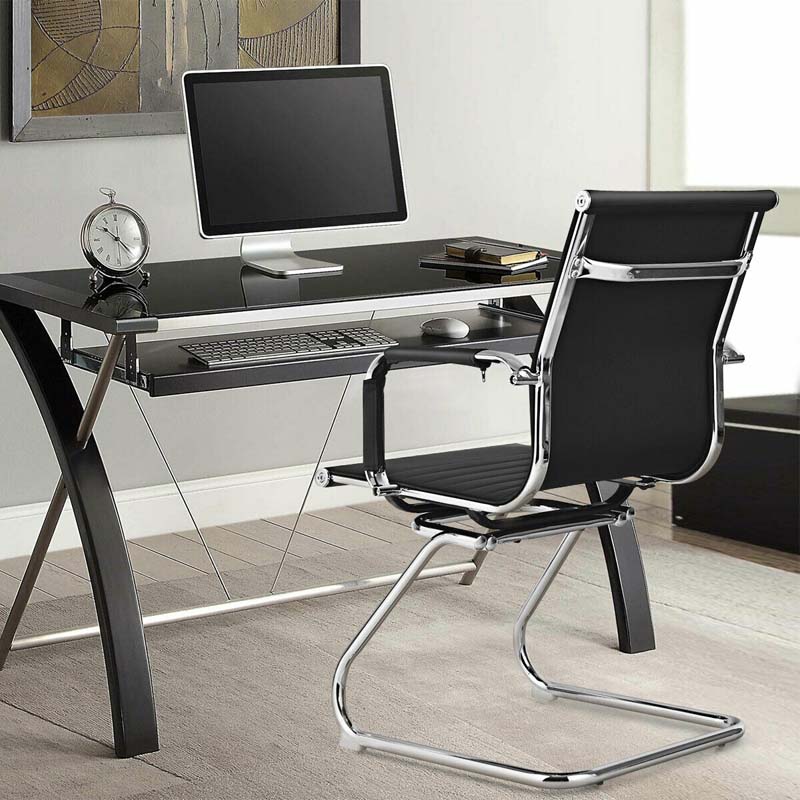 Set Of 2 Sled Base Office Chair Heavy Duty Conference Chair Pu Leather Guest Chairs For Guest Reception - High Quality Set For Everyday Use