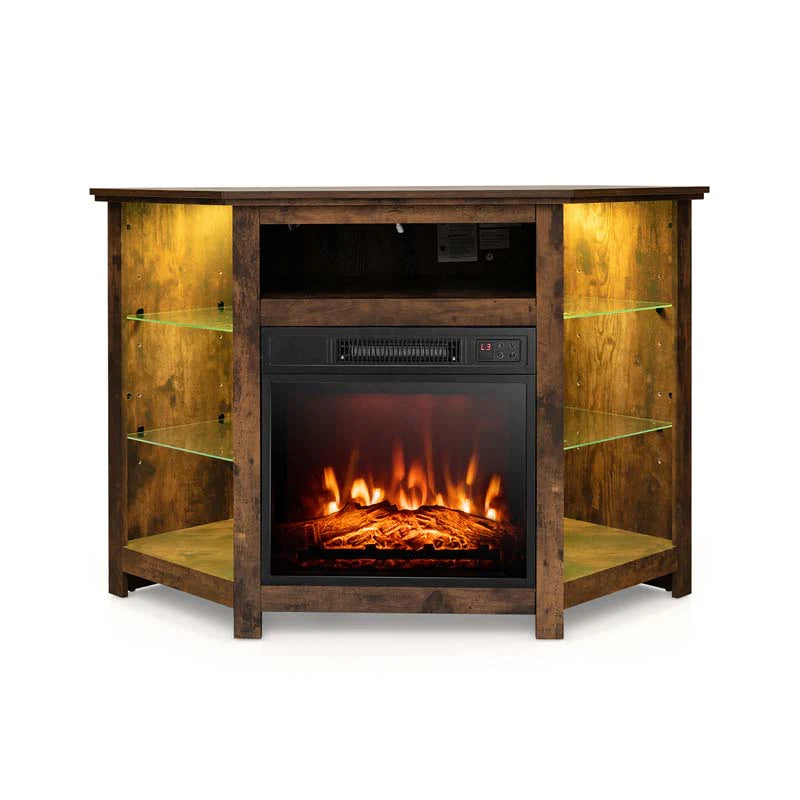 Modern Corner Fireplace Tv Stand With Led Lights For Tvs Up To 50Quot Entertainment Center With Electric Fireplace Amp App Control