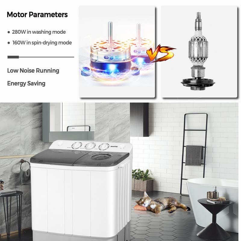 22 Lbs 2 In 1 Portable Washing Machine With Drain Pump Twin Tub Top Load Washer Dryer Combo For Rv Apartment