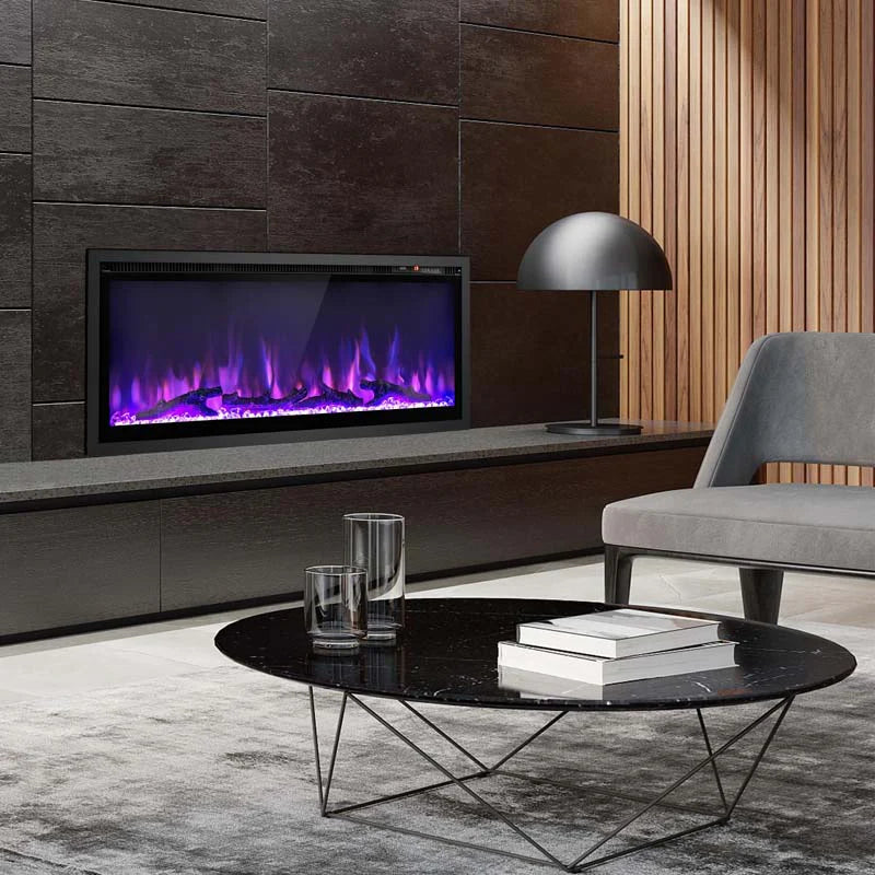 360390394203903950Quot Wide Electric Fireplace Recessedwall Mountedfreestanding 750W1500W Linear Fireplace Heater Insert With 9 Flame Color