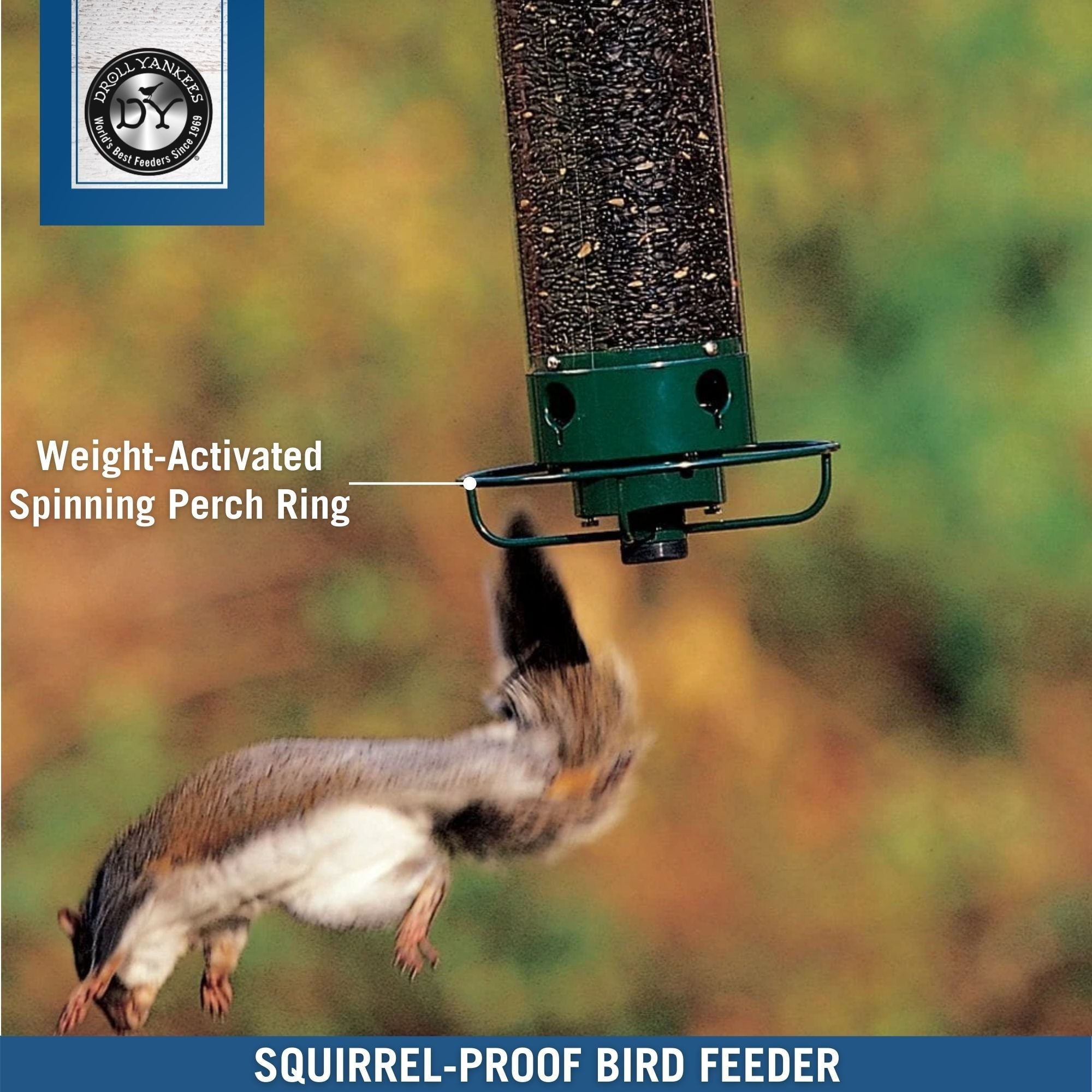Droll Yankees Flipper Squirrel-Proof Tube Bird Feeder, Green